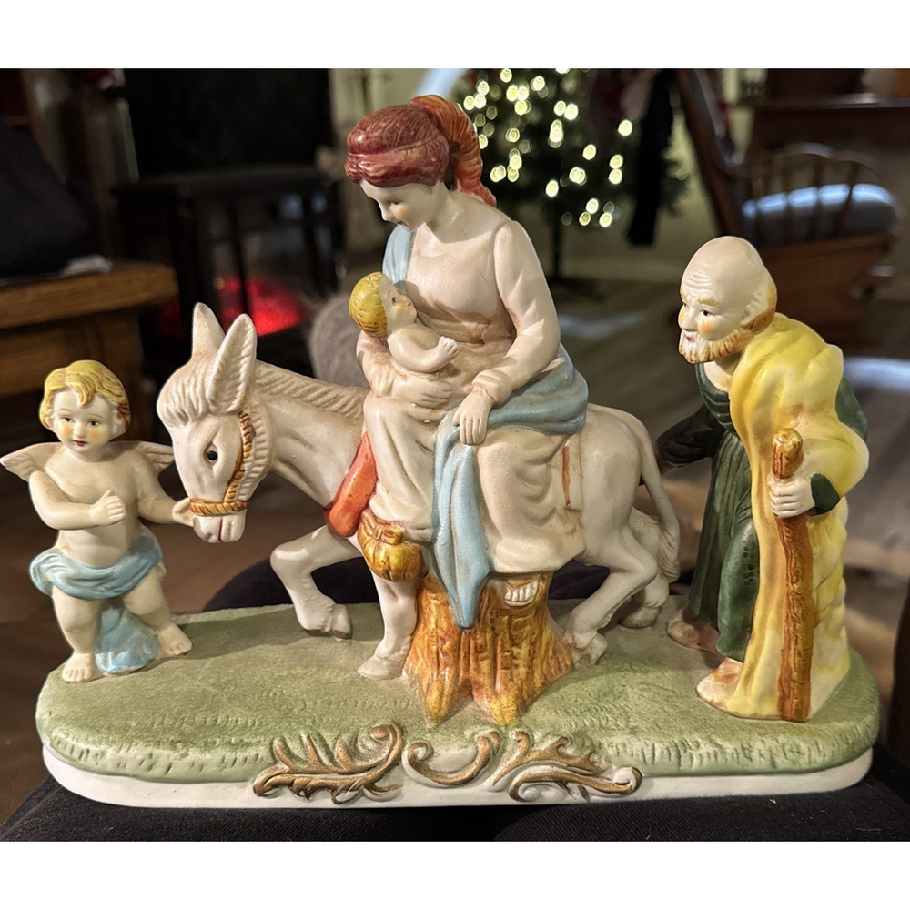 Vintage Christmas Figurine Sculpture 12” Return From Egypt Religous Nativity